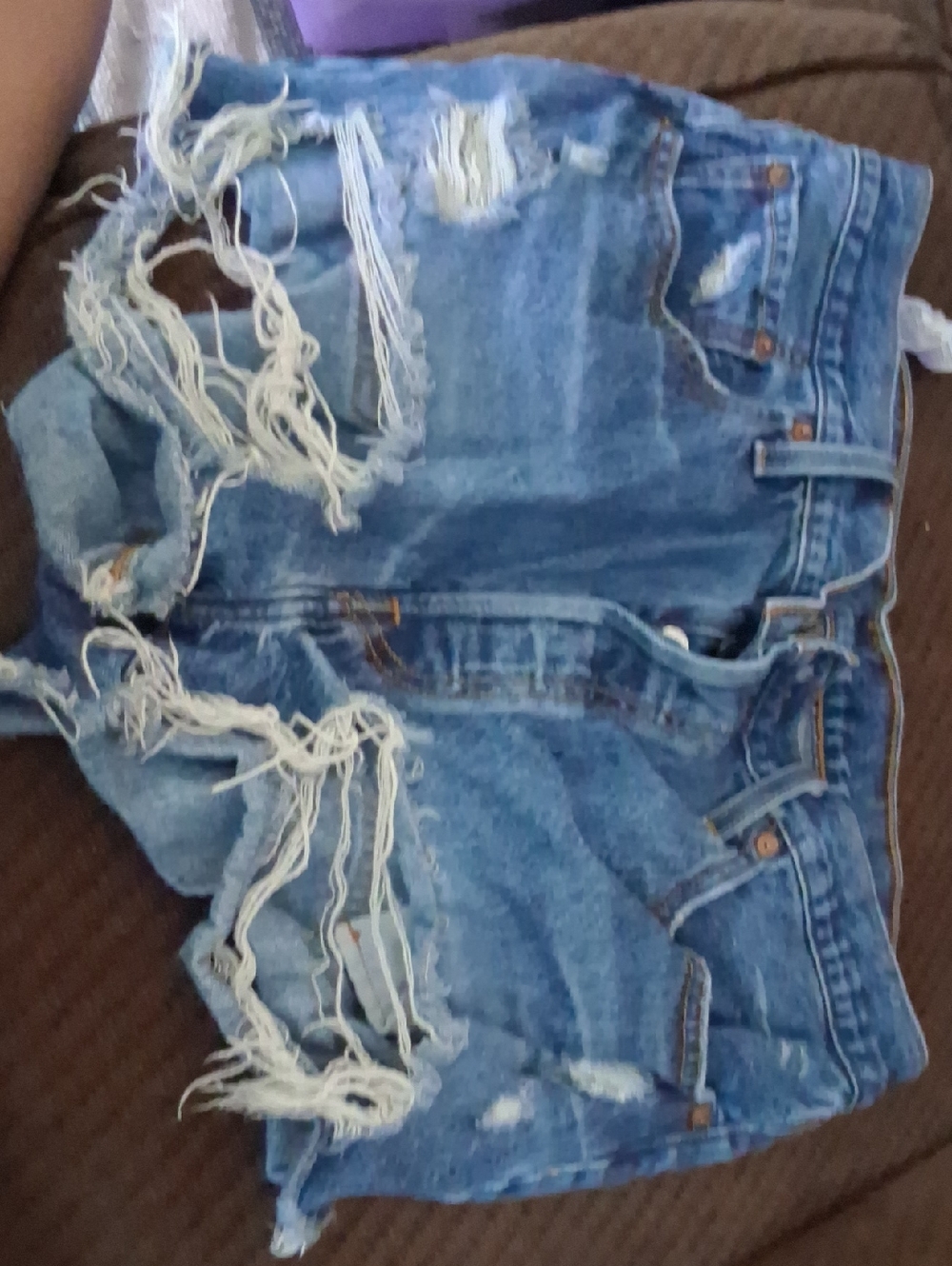 Levi's Distressed Light Blue Denim Jean Shorts